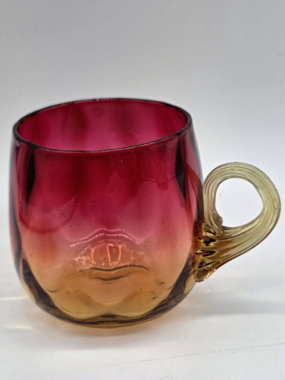 Mount Washington Glass Punch Cup Amberina Diamond Optic Antique New England